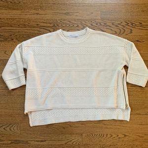 Beige cropped crew neck sweater - One size fits all